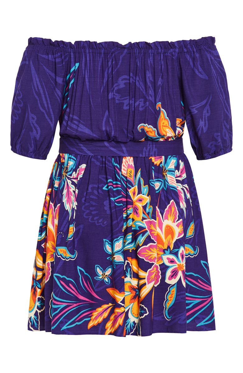 City Chic Isla Floral Off the Shoulder Dress, Alternate, color, 