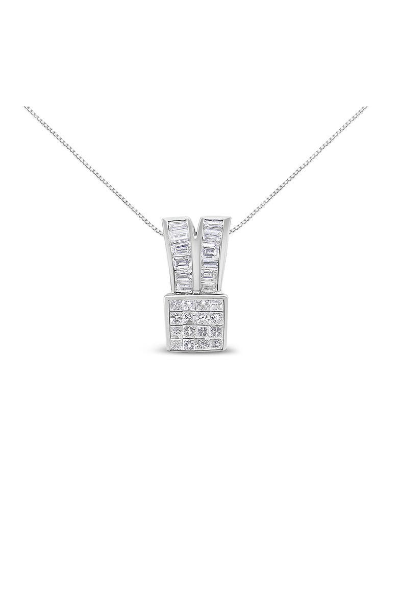 Haus of Brilliance 14K White Gold 1 5/8 cttw Diamond Heart Ribbon Pendant Necklace, Main, color, White