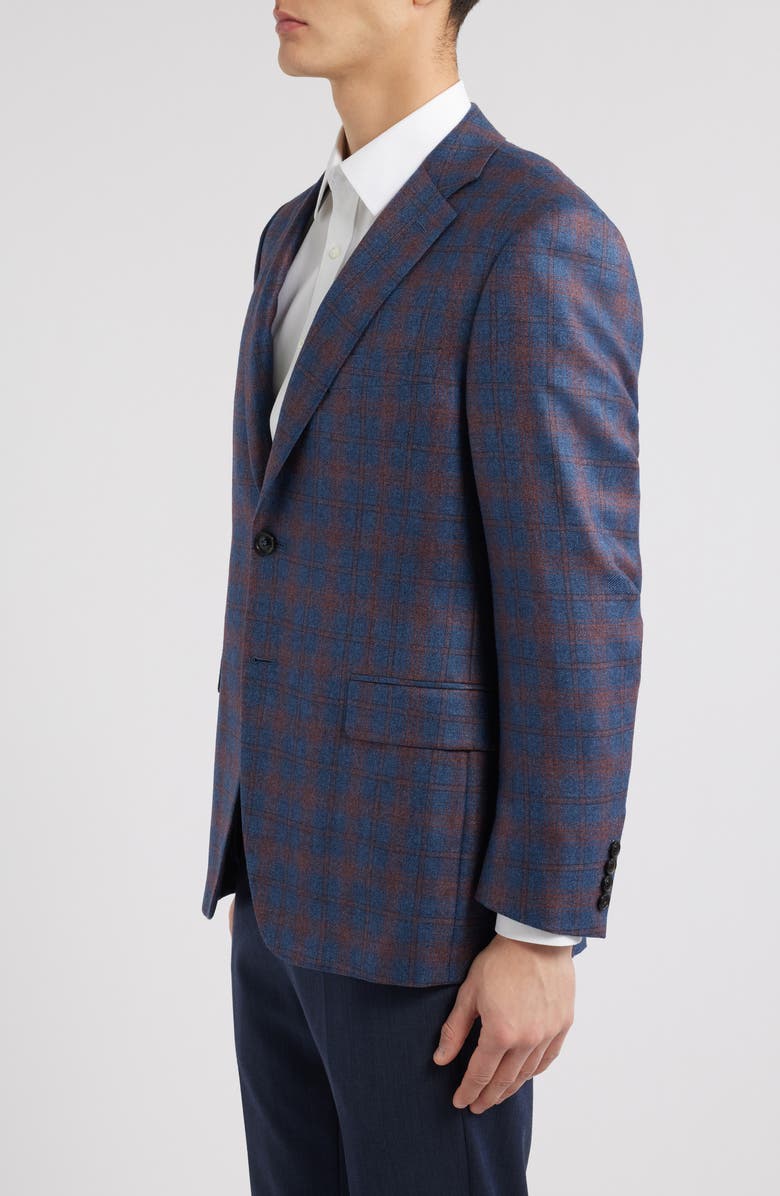 Canali Siena Regular Fit Plaid Silk & Cashmere Sport Coat, Alternate, color, 