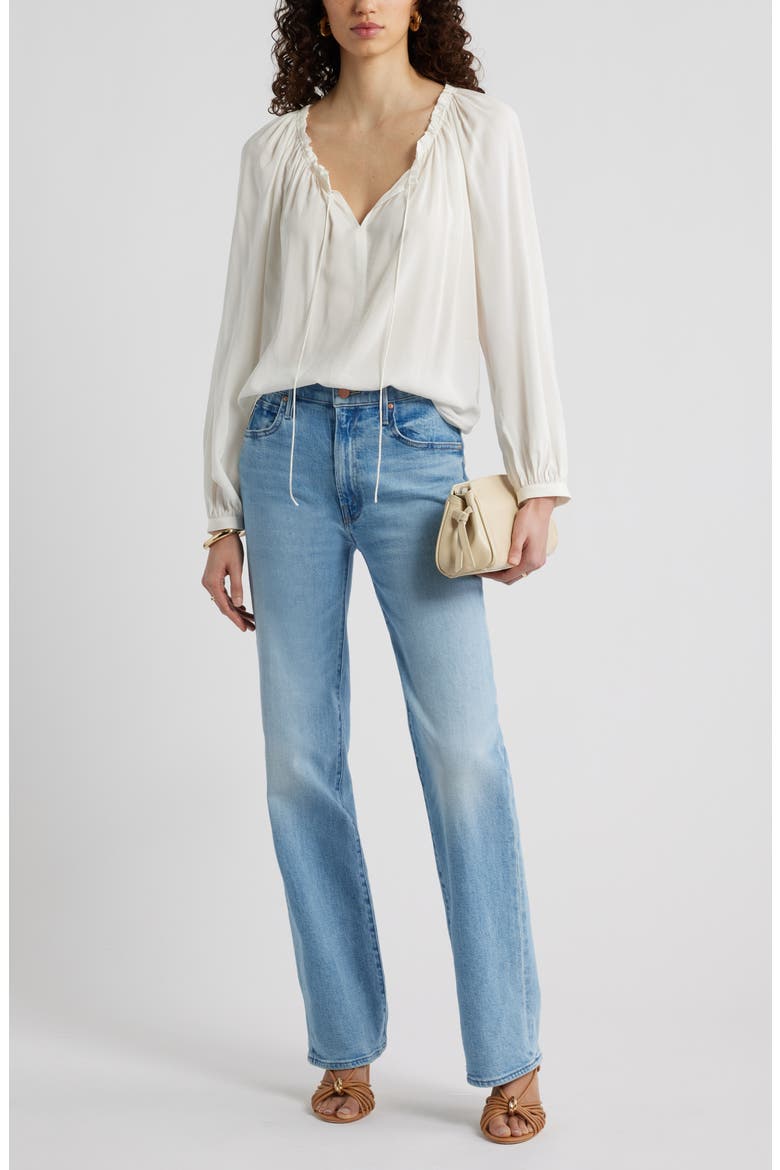 Gathered Tie Neck Top, Alternate, color, IVORY TOFU