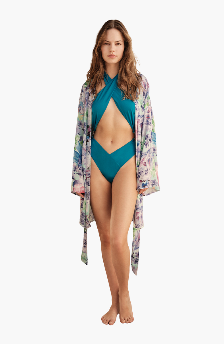 Luna B GAIA Short Kimono, Main, color, Floral Purple