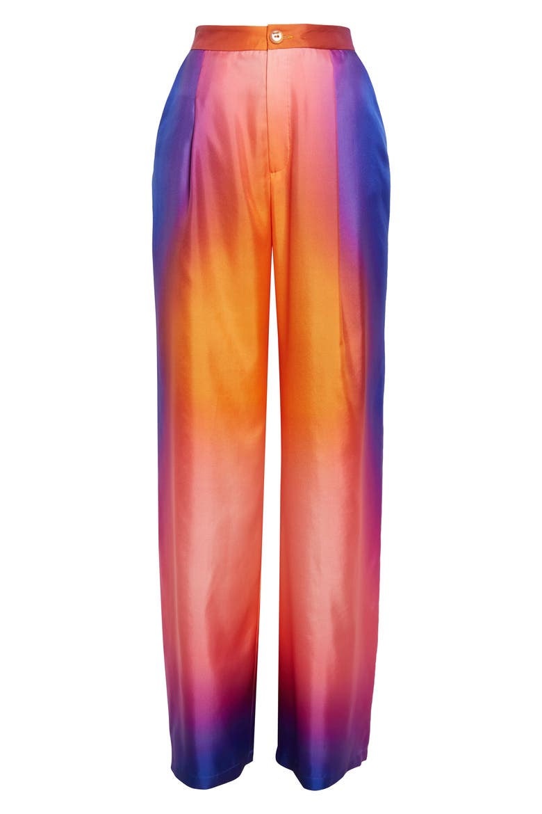 Silk Taffeta Wide Leg Pants, Alternate, color, AURA PRINT