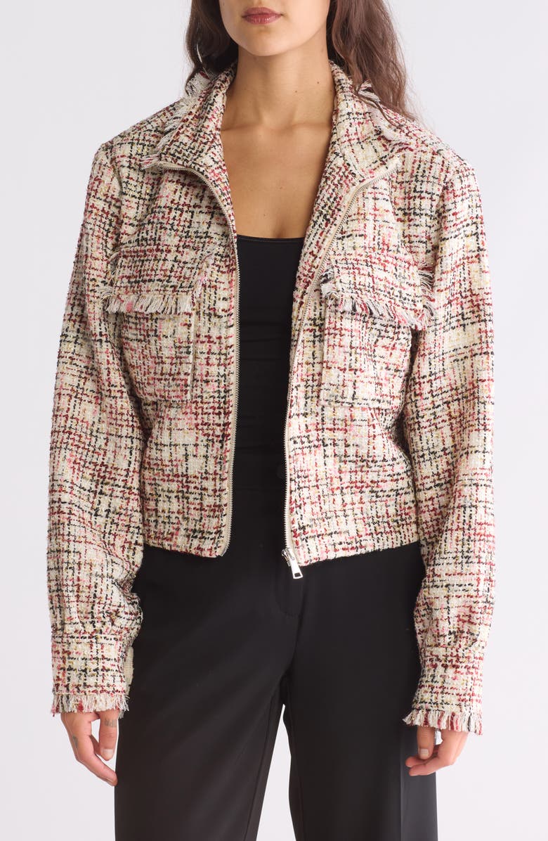 RACHEL Rachel Roy Tweed Zip Jacket, Main, color, 