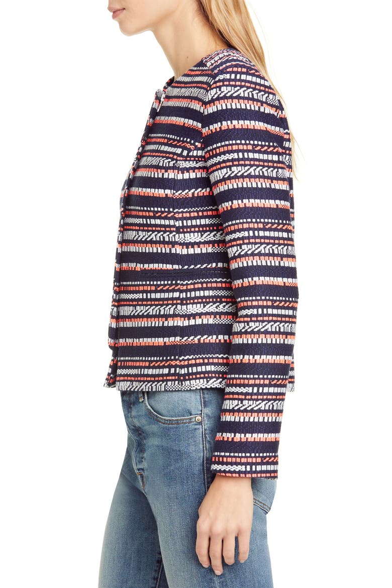 Judy Crop Tweed Jacket, Alternate, color, NAVY/ NEON