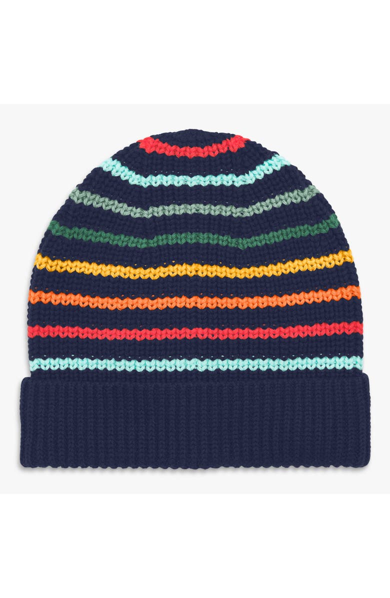 Primary Kids Rainbow Stripe Beanie, Main, color, Navy Rainbow Stripe