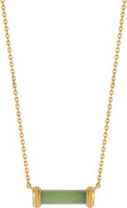 Karma and Luck Harmonious Path Jade Inlay Gold Necklace