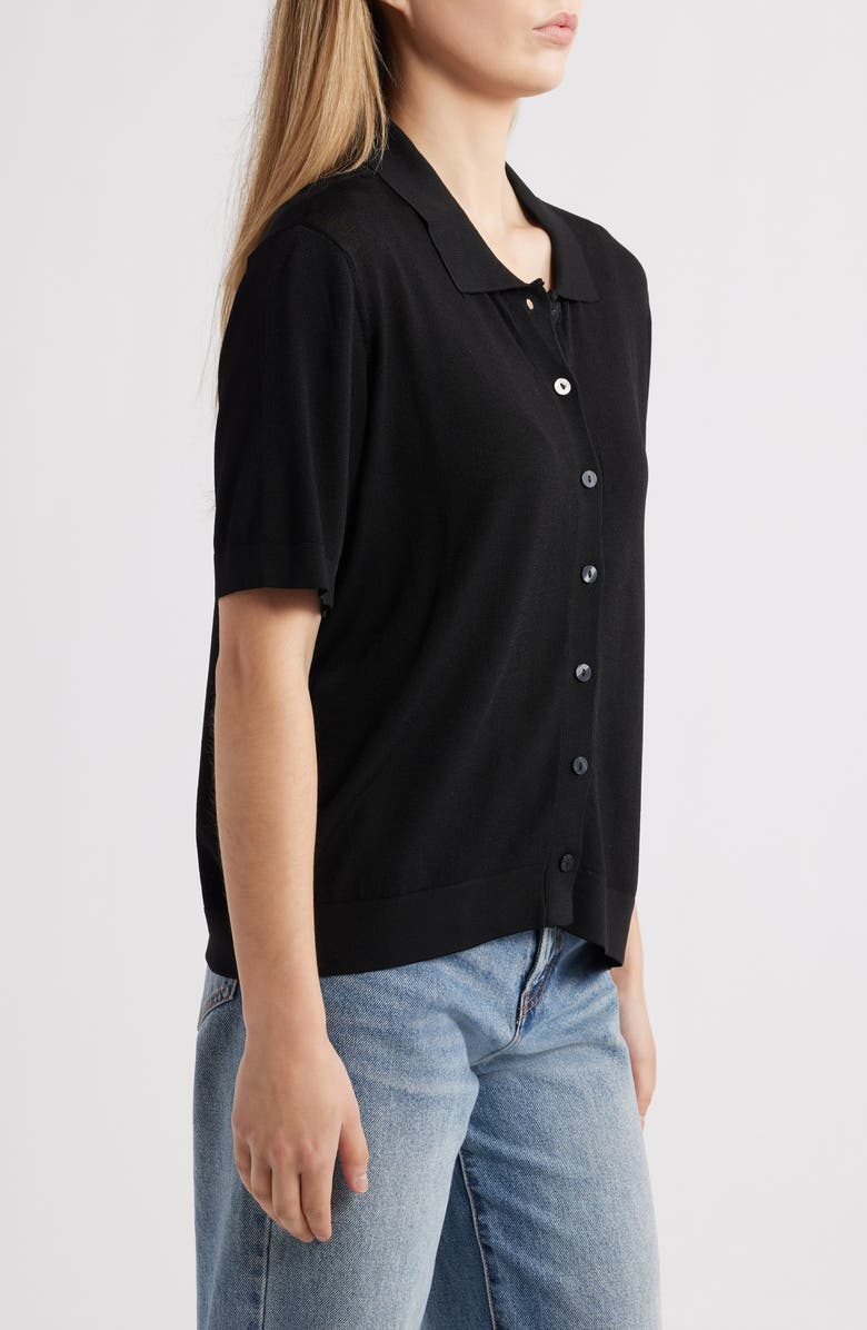 Mavi Jeans Button-Up Polo Sweater, Alternate, color, Black