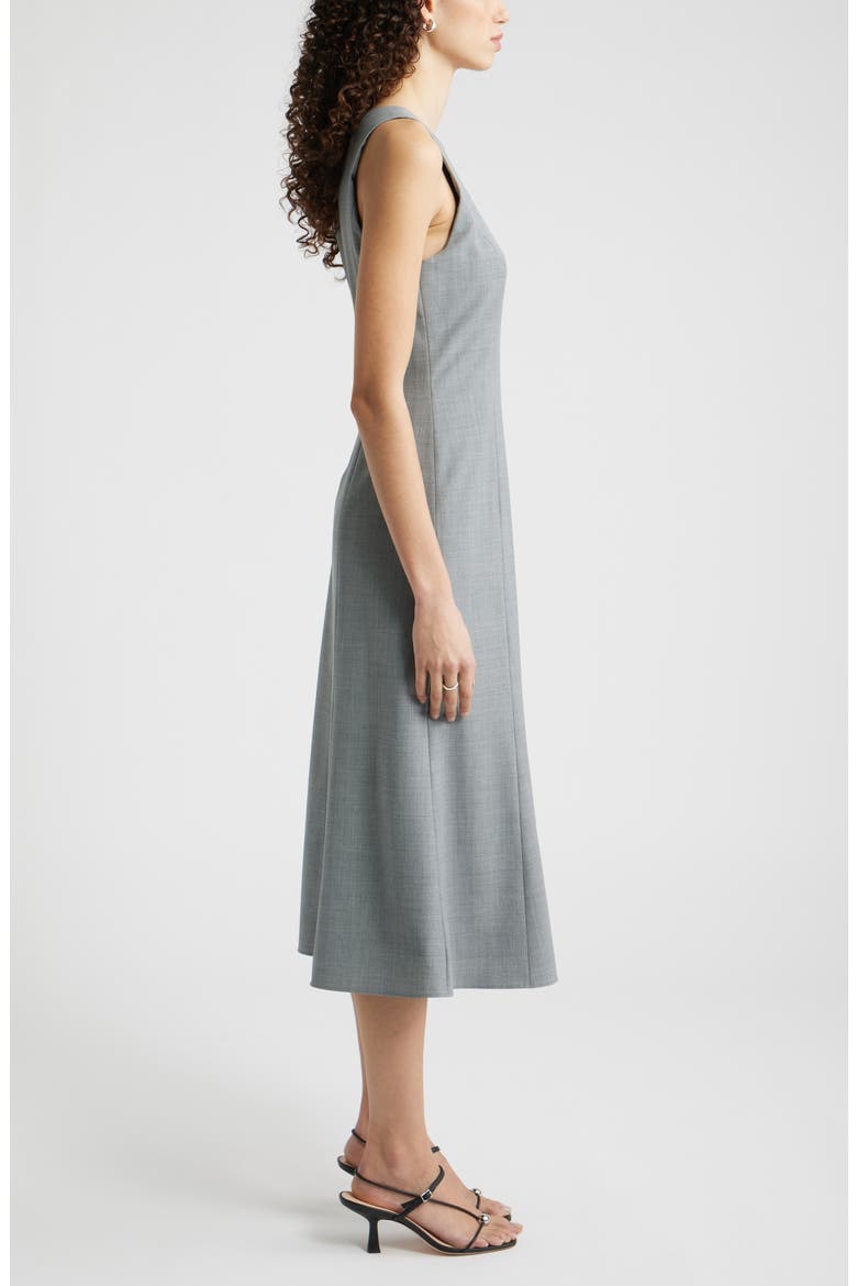 Square Neck Sleeveless Wool Blend Midi Dress, Alternate, color, GREY HEATHER