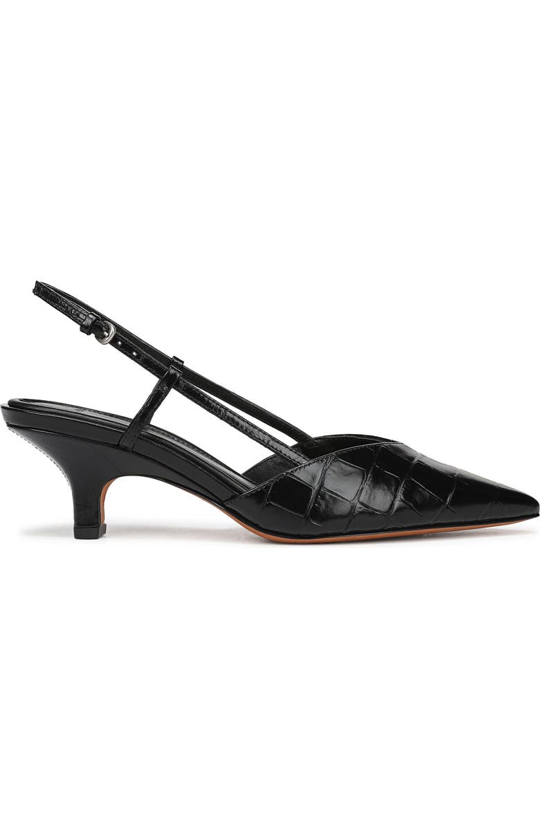 Vince Levvy Slingback Pointed Toe Kitten Heel Pump, Alternate, color, Black Croc