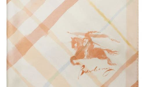 Burberry Watercolor Check-print Silk Scarf In Shell