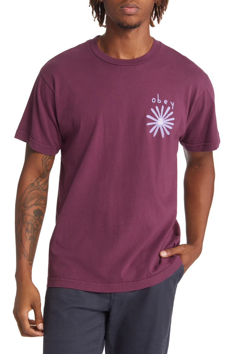 Men's Flower Icon Organic Cotton Graphic Tee, Main, color, BEETROOT