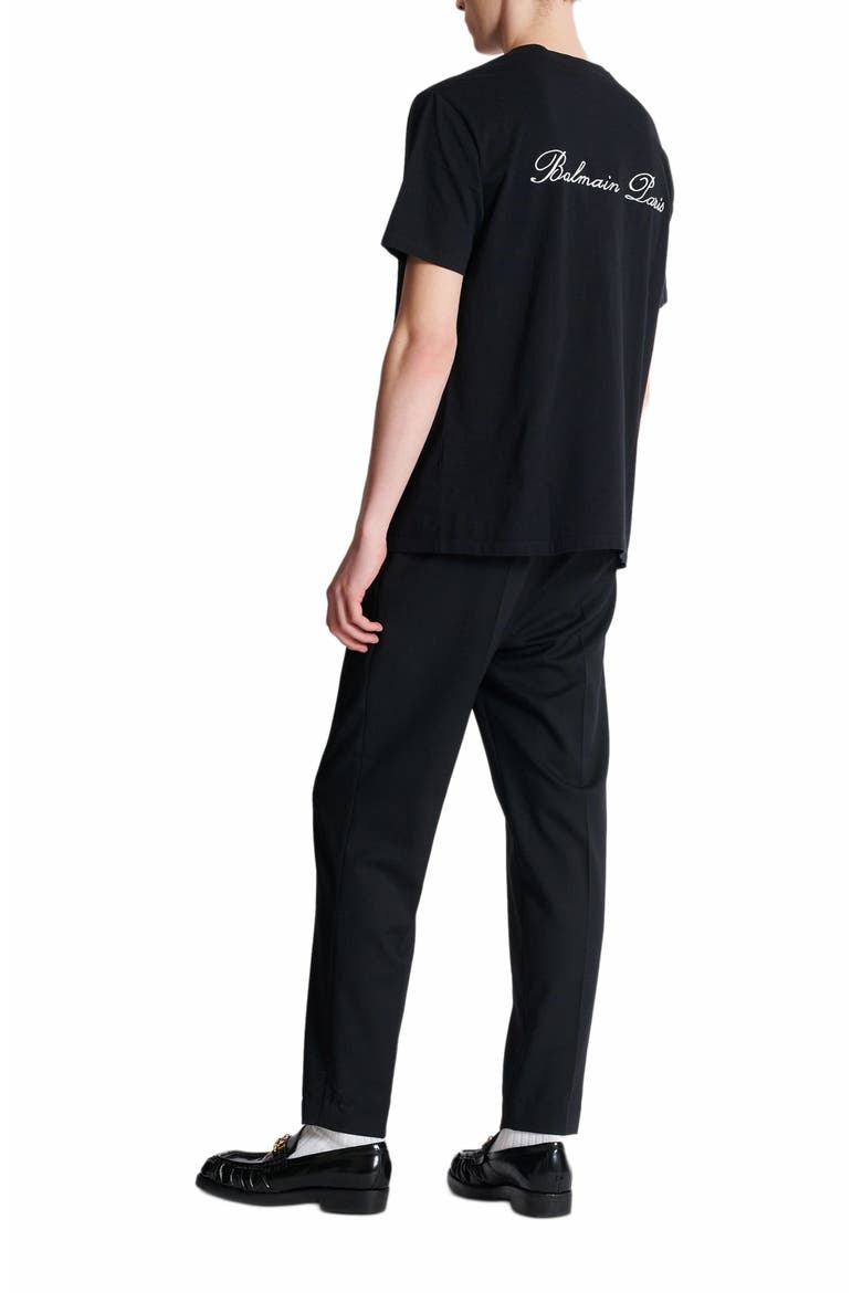 Embroidered Balmain Signature T-Shirt, Alternate, color, Black