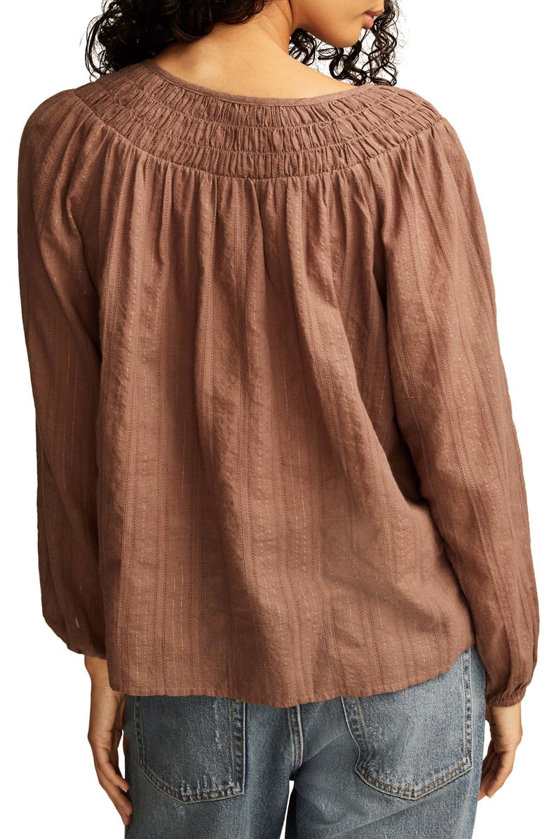 Lucky Brand Easy Smocked Yoke Top, Alternate, color, Deep Taupe