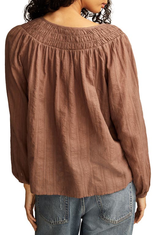 Lucky Brand Easy Smocked Yoke Top In Deep Taupe