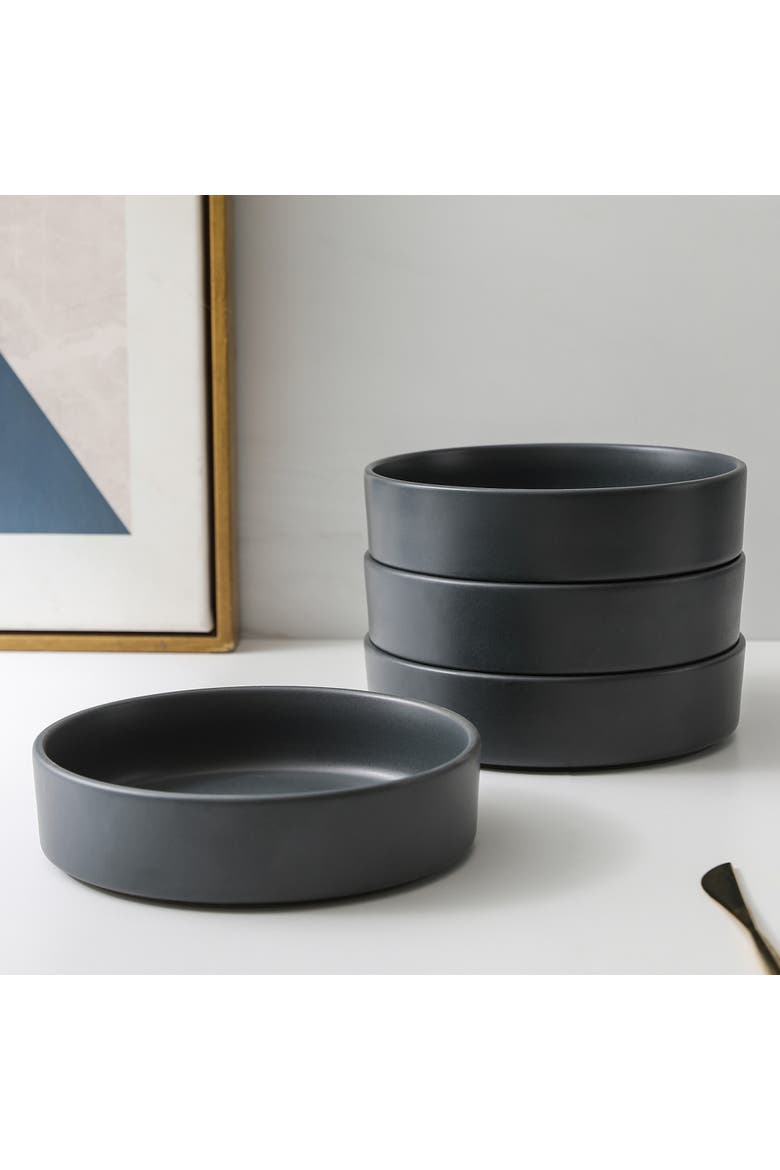 Celina Stoneware 32-Piece Dinnerware Set with Pasta Bowls, Alternate, color, Grey