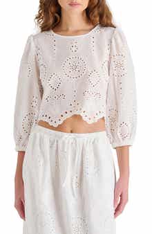 Steve Madden Meera Eyelet Embroidered Cotton Crop Top