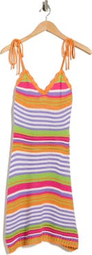 Madden Girl Stripe Tie Strap Pointelle Sweater Dress