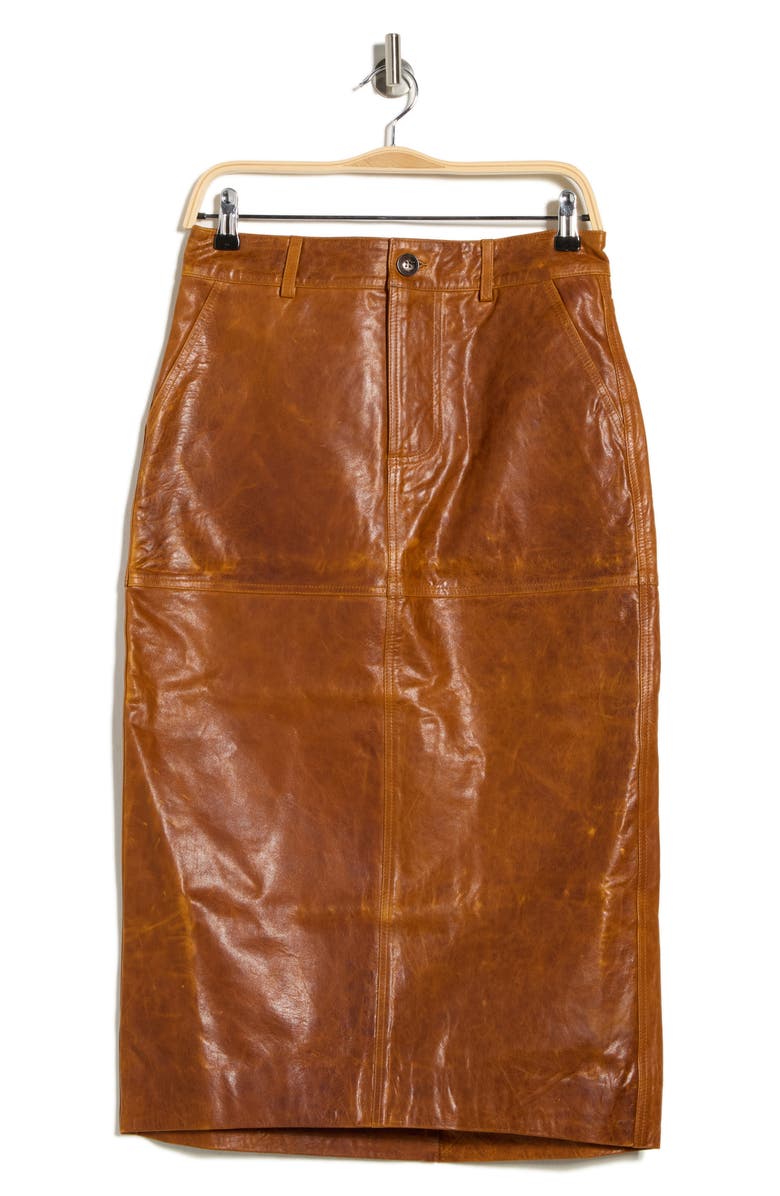 A.L.C. Mabel Leather Skirt, Main, color, Whiskey