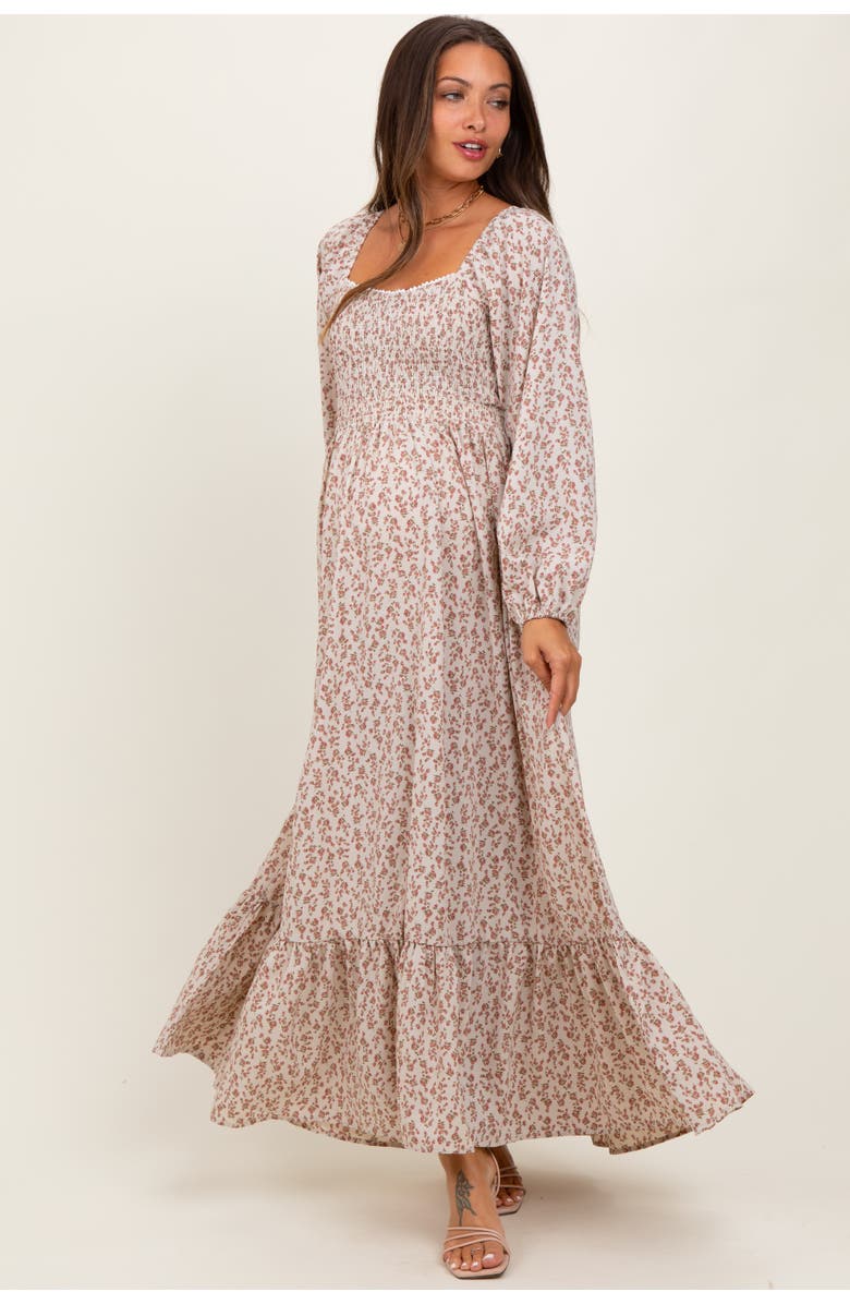 PinkBlush Floral Smocked Lace Trim Sweetheart Maxi Dress, Alternate, color, Pink