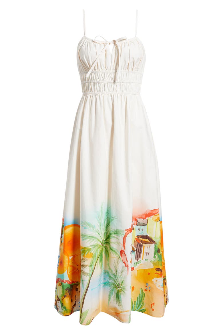 Sicily Cotton Poplin Maxi Sundress, Alternate, color, POSTCARD