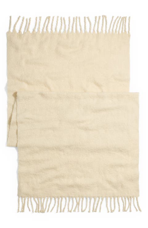 Textured Solid Contrast Fringe Scarf