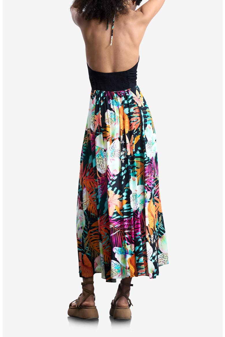 Floral Keyhole Sleeveless Maxi Dress, Alternate, color, BLACK