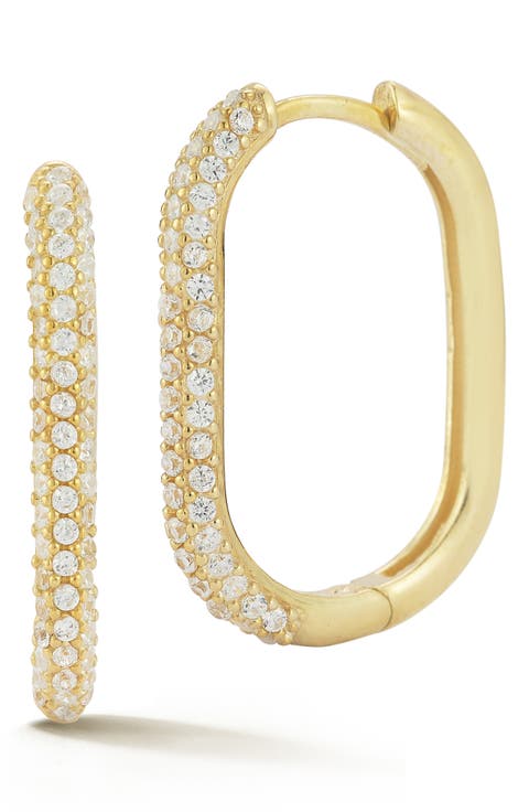 Pavé Oval Hoop Earrings