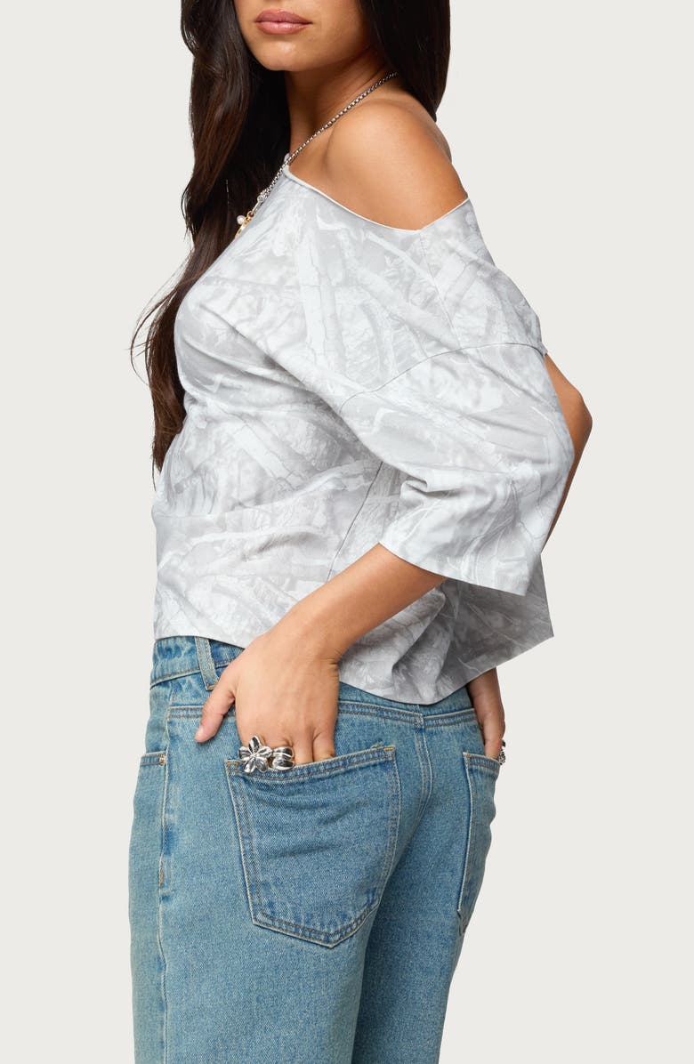 EDIKTED Davida Camo Off the Shoulder Top, Alternate, color,