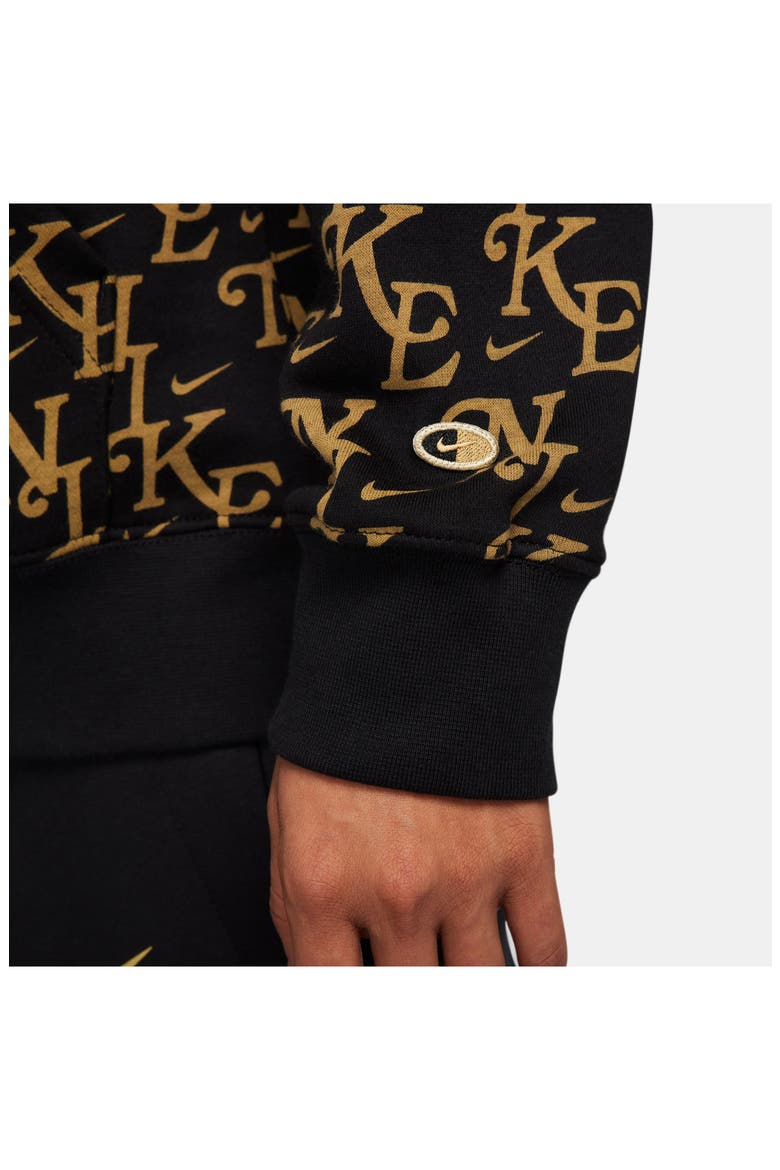 Monogram Club Brushed Fleece Hoodie, Alternate, color, BLACK