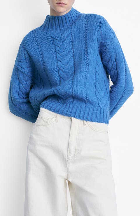 Cable Stitch Mock Neck Sweater