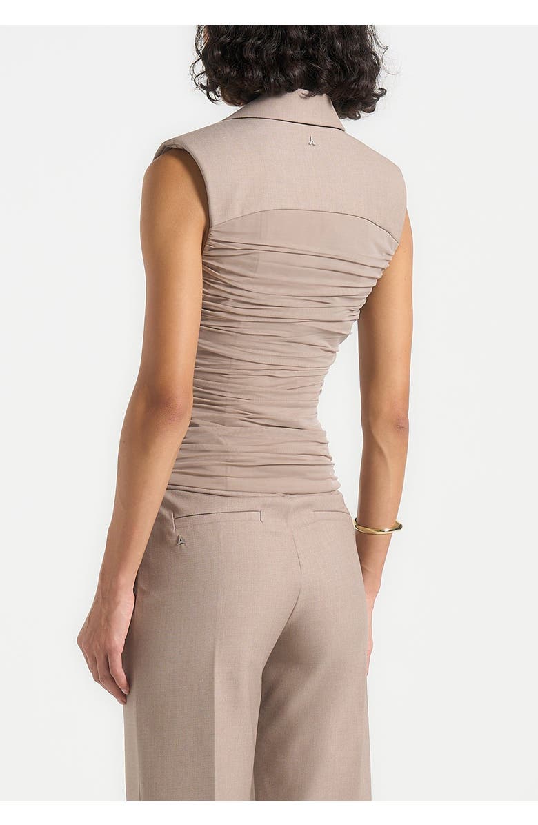Manière De Voir Thea Mesh Ruched Waistcoat, Alternate, color, Mushroom