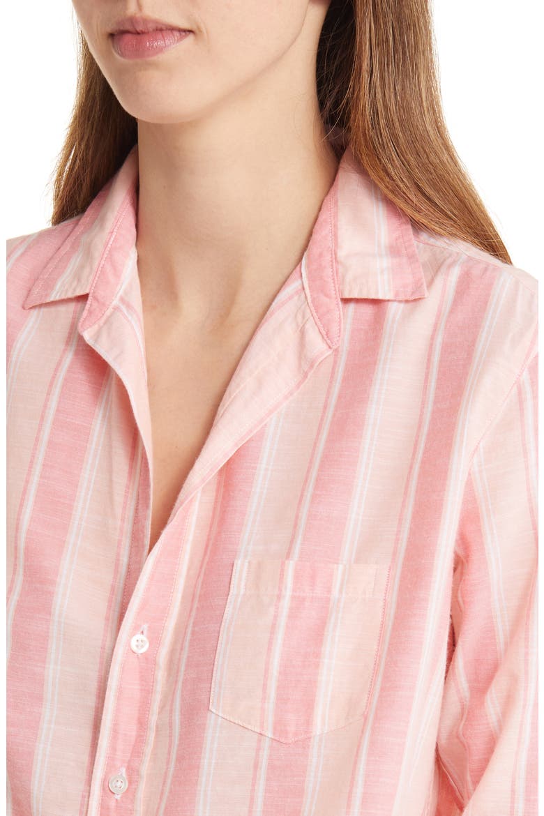 Stripe Cotton Button-Up Shirt, Alternate, color, PEACH PINK MULTI STRIPE