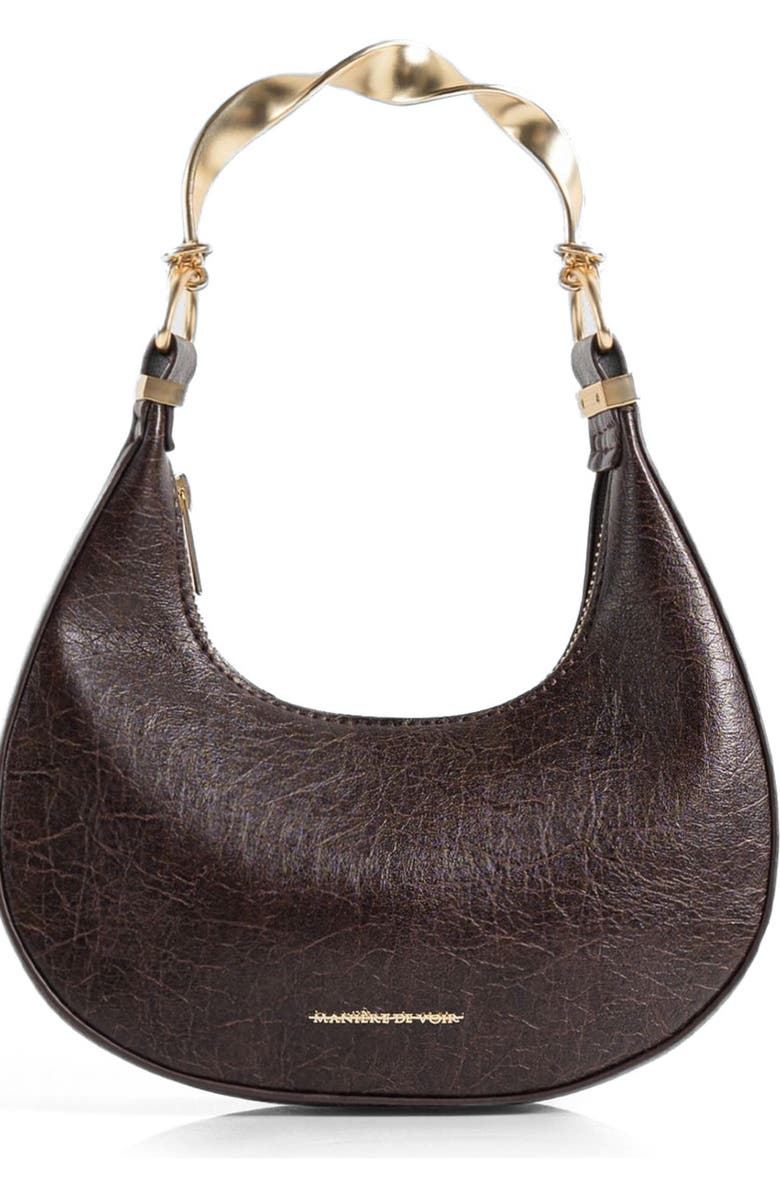 Manière De Voir Sadie Sculpted Leather Crescent Bag, Main, color, Brown