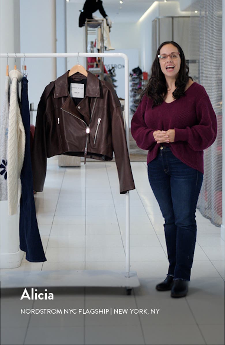 Remi Crop Leather Biker Jacket, sales video thumbnail