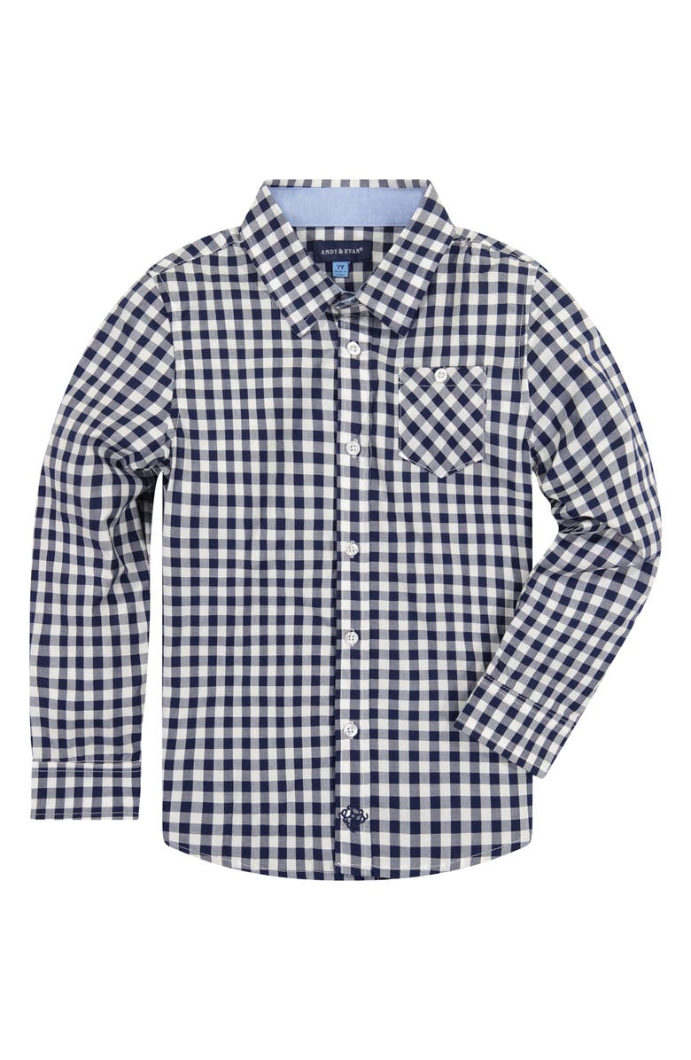 Andy & Evan Check Sport Shirt, Alternate, color, Navy