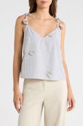 MAUDE CLUB Paige Rosette Detail Stripe Cotton Blend Take