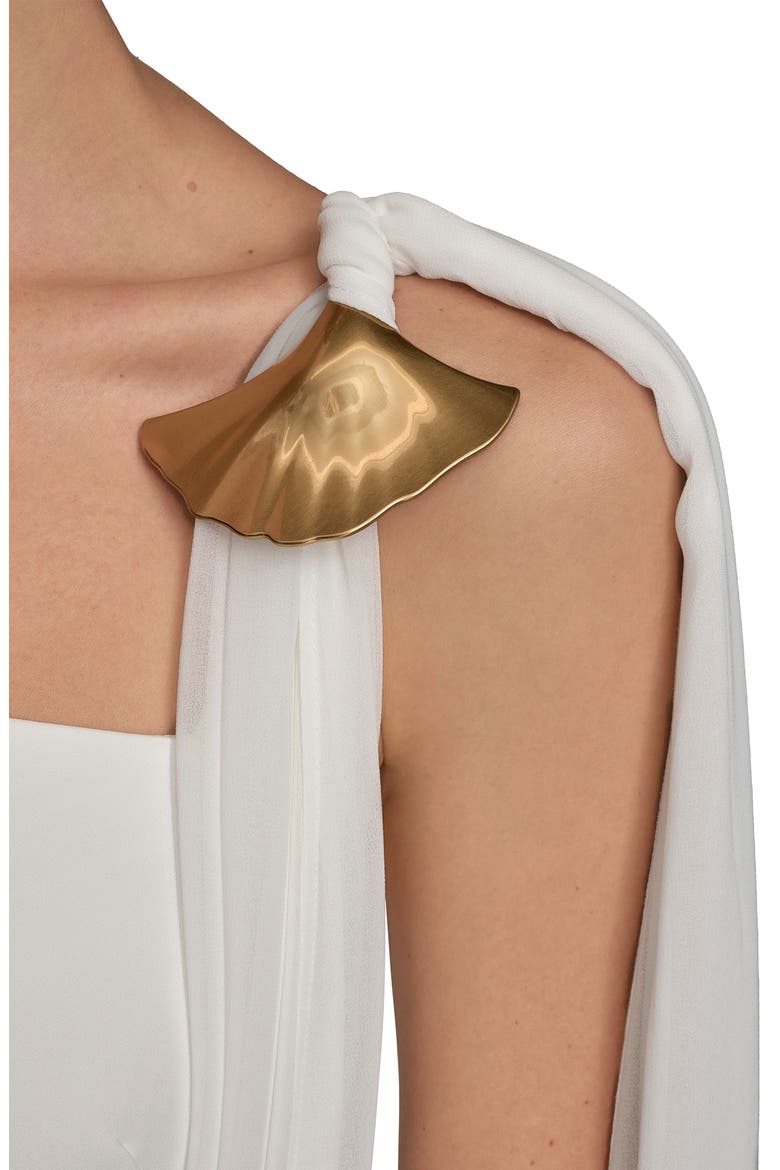 Scarf Drape Sleeveless Gown, Alternate, color, CREAM