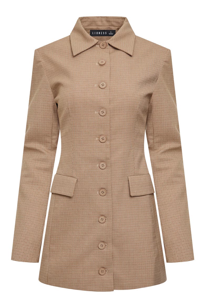 Cheri Long Sleeve Minidress, Alternate, color, TAN PLAID