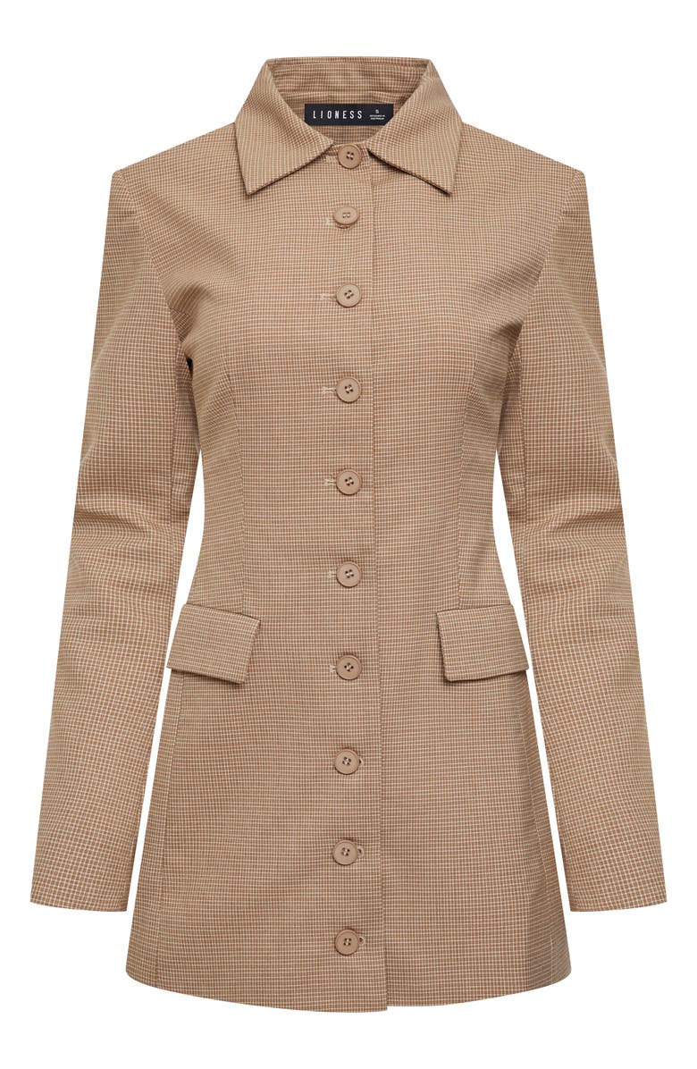 LIONESS Cheri Long Sleeve Minidress, Alternate, color, Tan Plaid