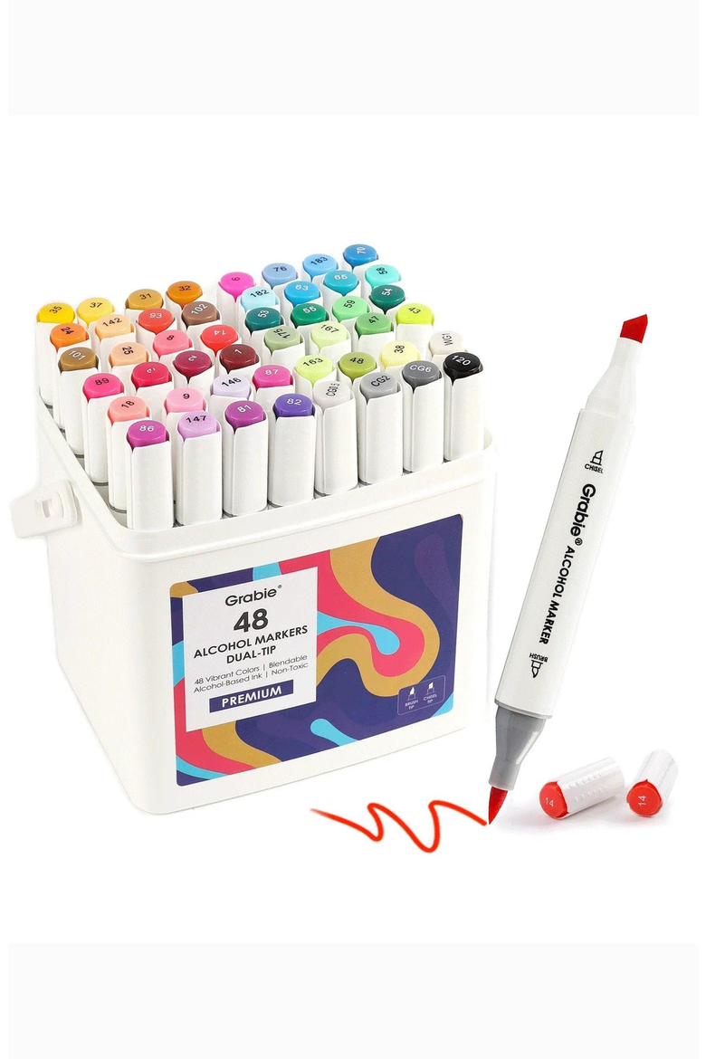 Dual Tip Alcohol Based Marker Set With Coloring Book, Main, color, Assorted Colors