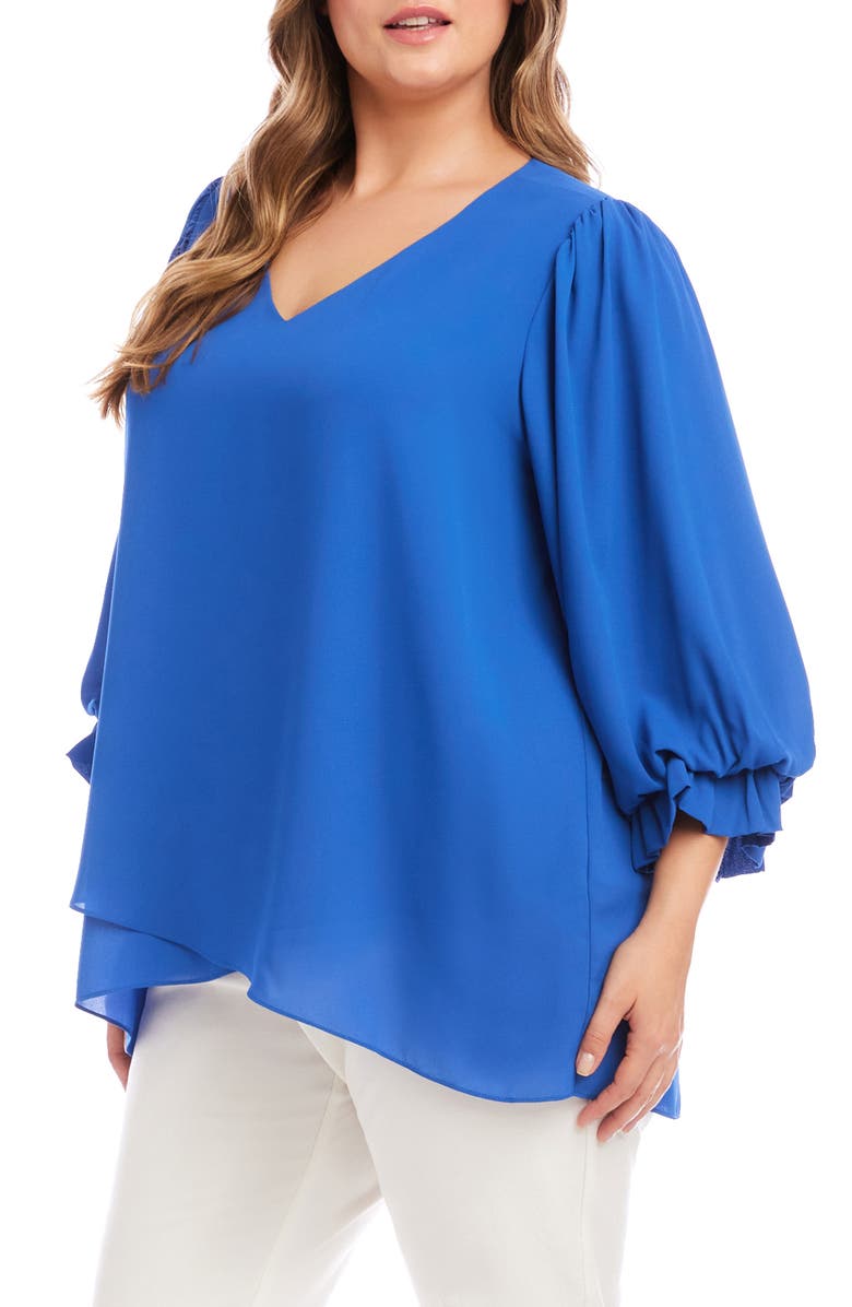 Karen Kane Asymmetric Hem Balloon Sleeve Top, Alternate, color, French Blue