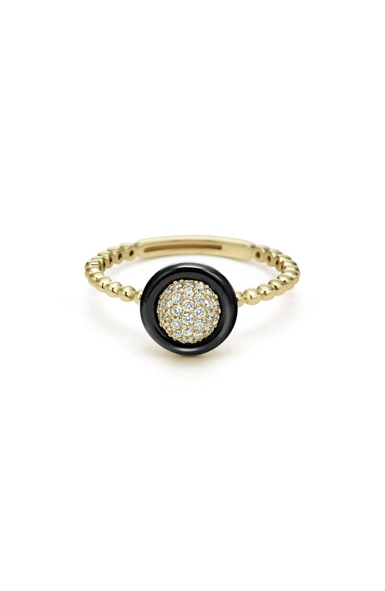 LAGOS Meridian 18K Gold Pavé Diamond & Black Ceramic Ring, Main, color, 