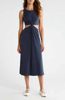 Around the World Front Twist Midi Dress