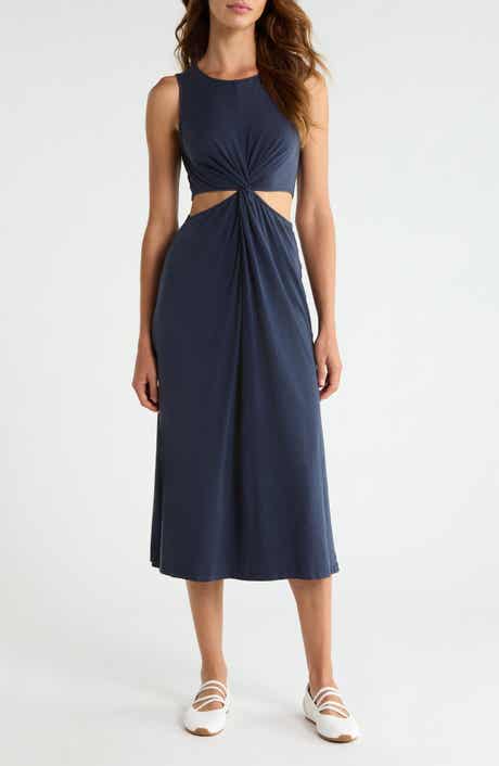 Around the World Front Twist Midi Dress