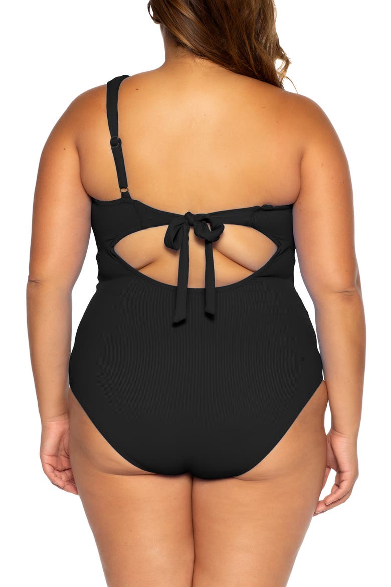 Fine Line One-Piece Swimsuit, Alternate, color, BLACK