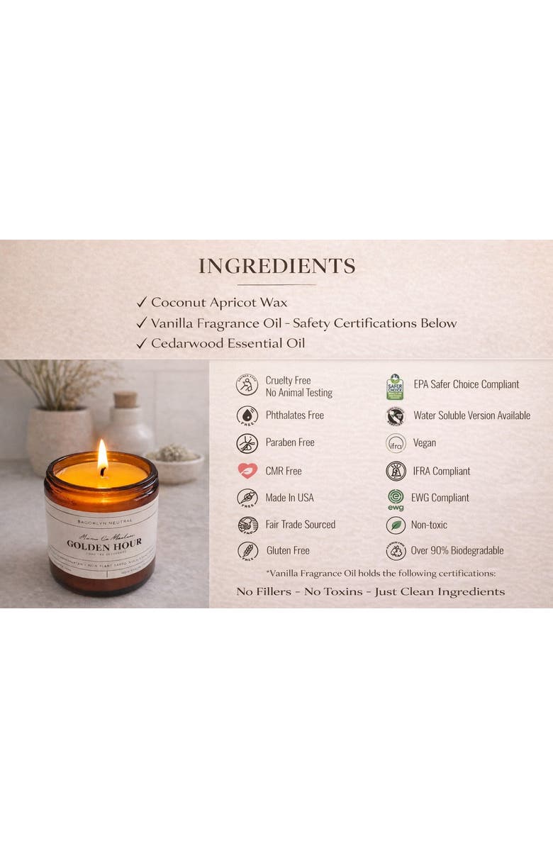 BROOKLYN NEUTRAL Golden Hour: Vanilla Santal Non-Toxic Luxury Candle, Alternate, color, NO COLOR
