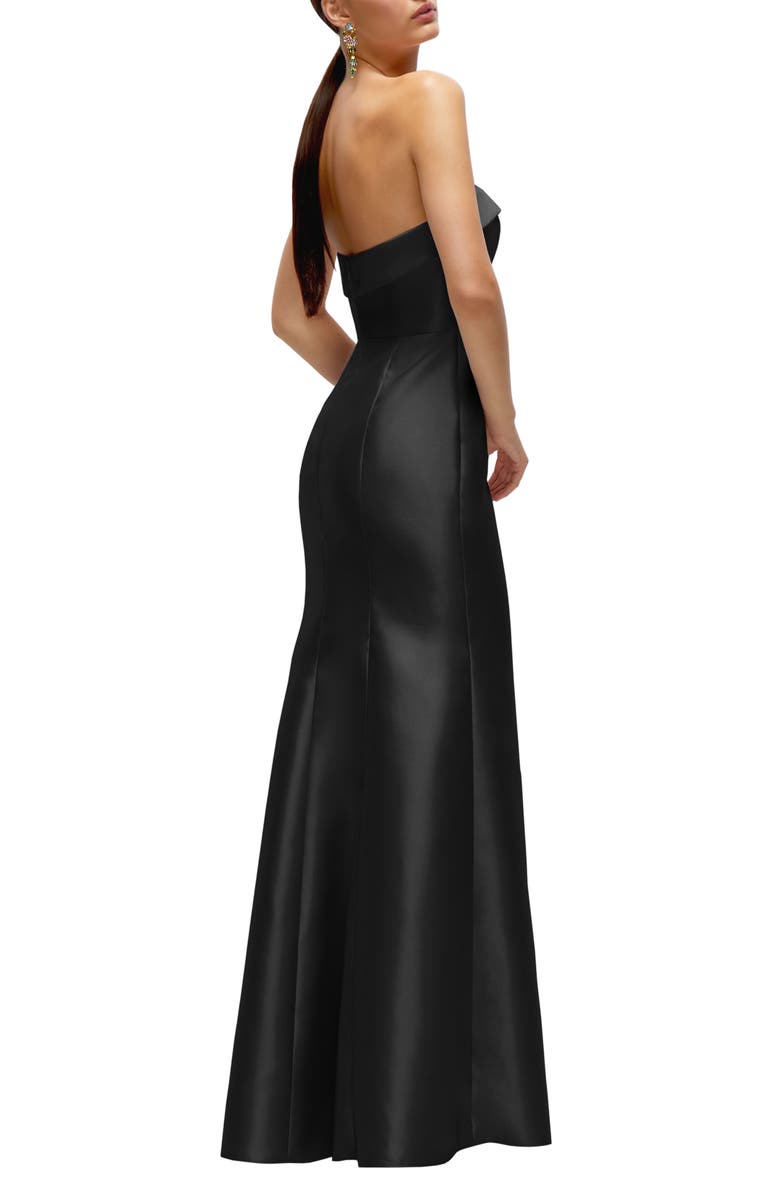 Alfred Sung Strapless Satin Trumpet Gown, Alternate, color, Black
