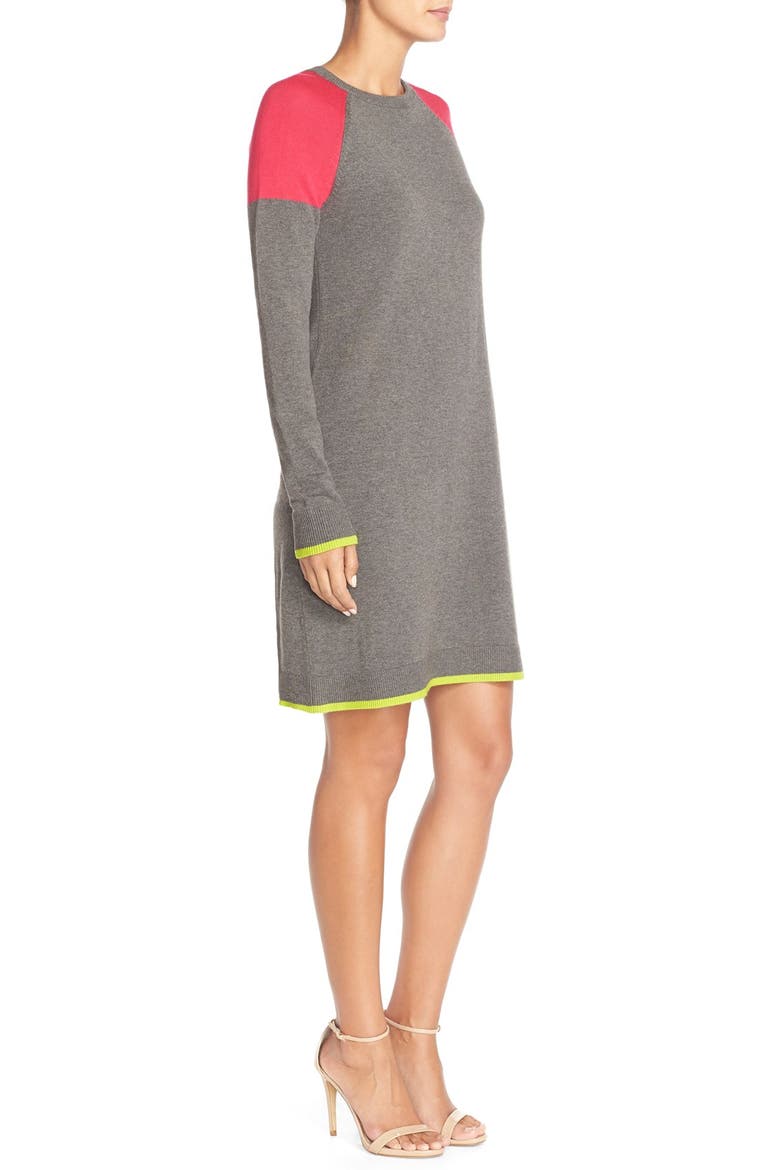 Colorblock A-Line Sweater Dress, Alternate, color, PINK