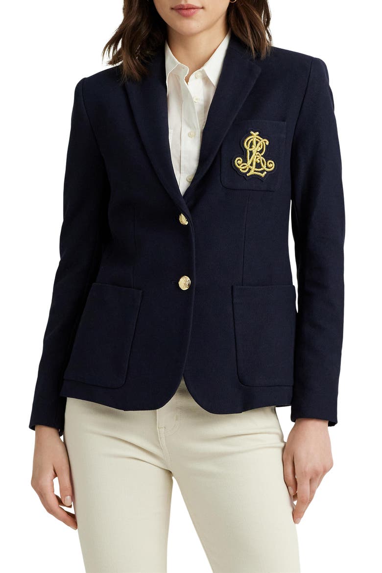 Bullion Jacquard Blazer, Main, color, LAUREN NAV