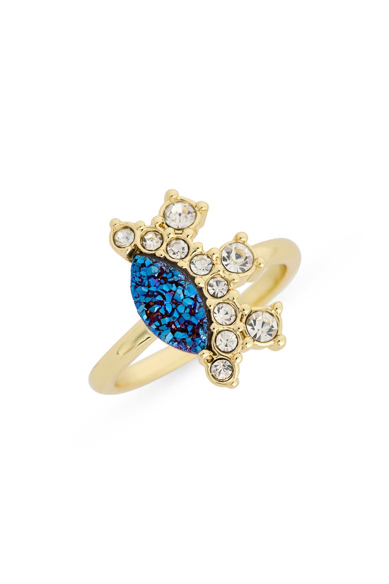 Blue Druzy & Cubic Zirconia Ring, Main, color, NAVY
